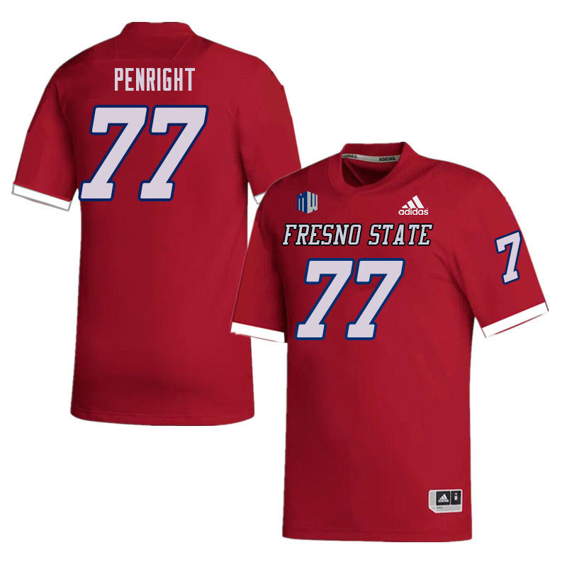 Men-Youth #77 Toreon Penright Fresno State Bulldogs College Football Jerseys Sale-Red